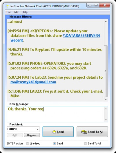 LanToucher Network Chat 1.2.11 screenshot