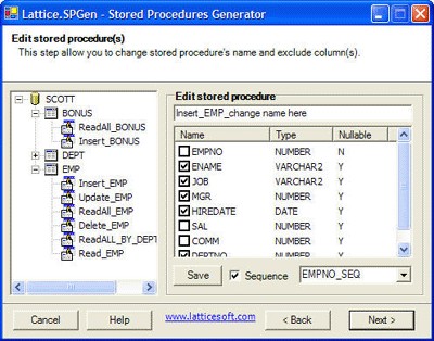 Lattice.SPGen Stored Procedure Generator 1.3 screenshot