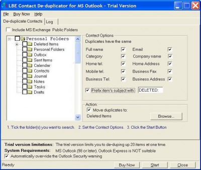 LBE Contact Deduplicator for MS Outlook 3.0 screenshot