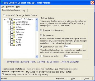 LBE Contact Tidy Up for MS Outlook 3.0 screenshot
