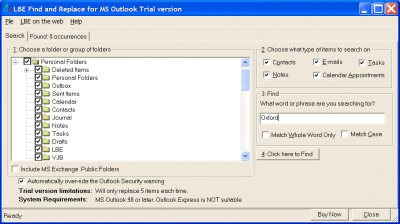 LBE Find & Replace for MS Outlook 1.0.3 screenshot