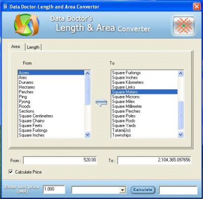 Length Area Converter Software 2.0.1.5 screenshot