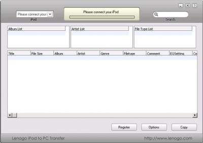 Lenogo iPod to pc transfer f 3.0 screenshot