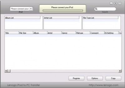 Lenogo iPod to pc transfer re3.01 3.8 screenshot