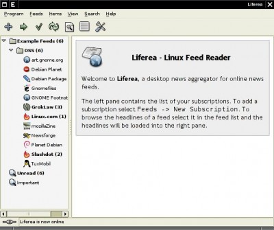 Liferea 1.2.8 screenshot