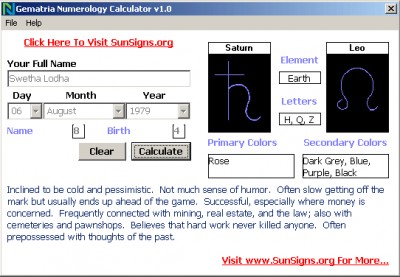 MB Free Numerology Software 1.20 screenshot