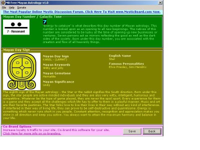 MB Mayan Astrology 1.95 screenshot