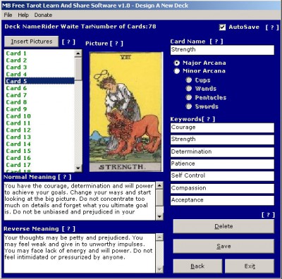 MB Tarot Learn And Share Software 1.70 screenshot