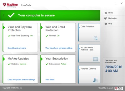 McAfee LiveSafe 30 days Trial 14.0.8185 screenshot