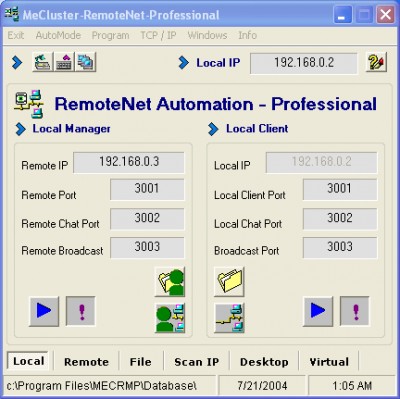 ME Cluster - RemoteNet - Professional 9.1 screenshot
