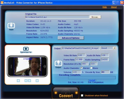 MediaCell iPhone Video Converter 2.0 screenshot