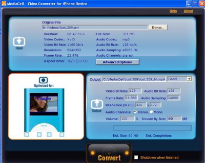 MediaCell iPod Video Converter 2.0 screenshot