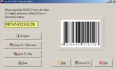 MemDB EAN13 Barcode Maker 1.0 screenshot