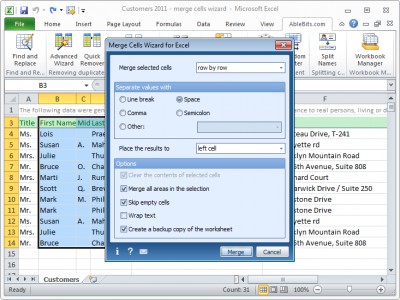 Merge Cells Wizard for Excel 3.0.8 screenshot