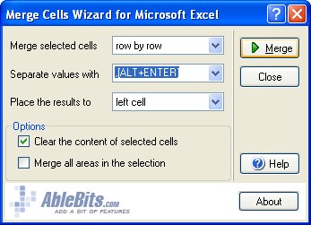 Merge Cells Wizard 1.0 screenshot