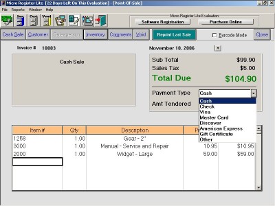 Micro Register Point-Of-Sale System 5.5 screenshot