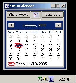 MicroCalendar - Windows Tray Calendar 1.3.2.9 screenshot