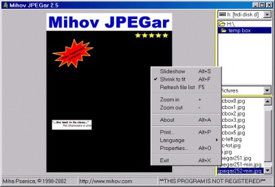 Mihov JPEGar 2.5 screenshot