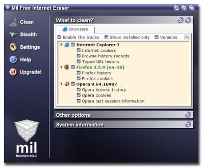 Mil Free Internet Eraser 4.0 screenshot