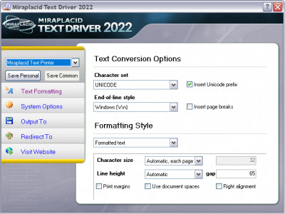 Miraplacid Text Driver 7.0 screenshot