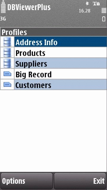 Mobile DBViewer Plus for Nokia S60 3rd E 4.0 screenshot