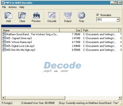 MP3 to WAV Decoder 2.2 screenshot