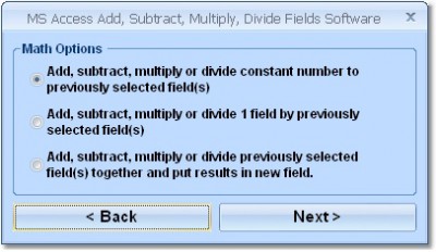 MS Access Add, Subtract, Multiply, Divide Fields S 7.0 screenshot