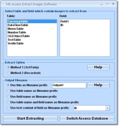 MS Access Extract Images Software 7.0 screenshot