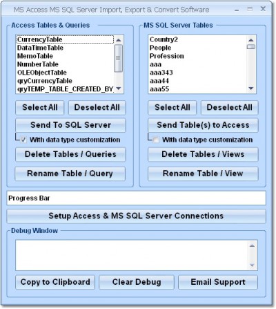 MS Access MS SQL Server Import, Export & Convert S 7.0 screenshot