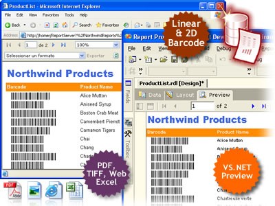 MS SQL Reporting Services Barcode .NET 2.0 screenshot