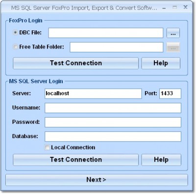MS SQL Server FoxPro Import, Export & Convert Soft 7.0 screenshot
