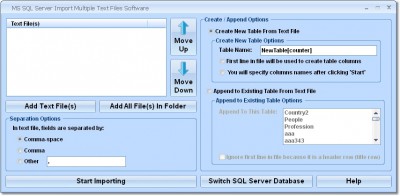 MS SQL Server Import Multiple Text Files Software 7.0 screenshot