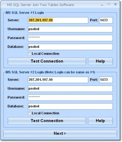 MS SQL Server Join Two Tables Software 7.0 screenshot