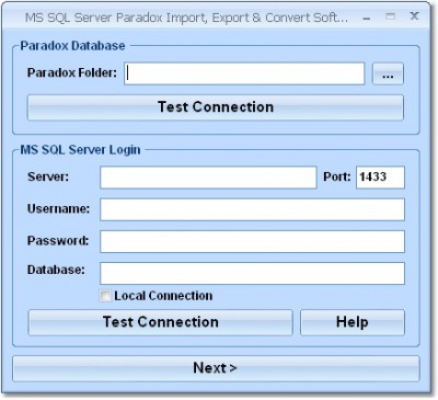 MS SQL Server Paradox Import, Export & Convert Sof 7.0 screenshot