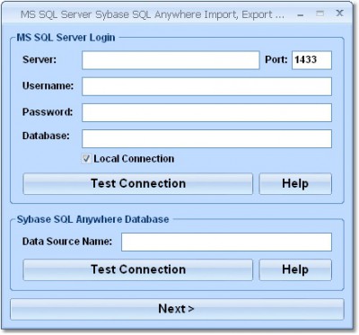 MS SQL Server Sybase SQL Anywhere Import, Export & 7.0 screenshot