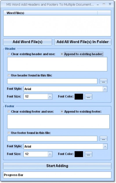 MS Word Add Headers and Footers To Multiple Docume 7.0 screenshot
