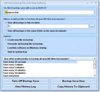 MS Word Backup File Auto Save Software 7.0 screenshot