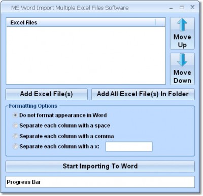 MS Word Import Multiple Excel Files Software 7.0 screenshot
