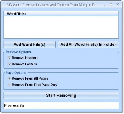 MS Word Remove Headers and Footers From Multiple D 7.0 screenshot