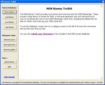 MSN Names Toolkit 1.0 screenshot