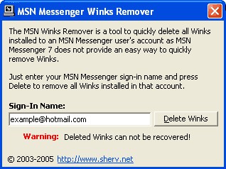MSN Winks Remover 1.0 screenshot