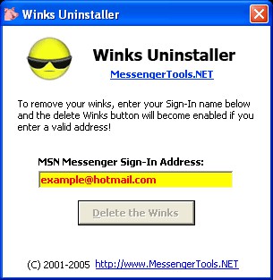MSN Winks Uninstaller 1.0 screenshot