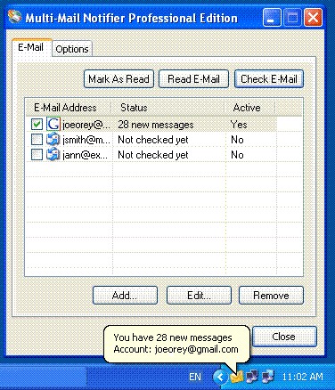 Multi-Mail Notifier 2.0.001.02 screenshot