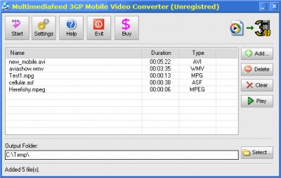Multimediafeed 3GP Video Converter 1.0 screenshot