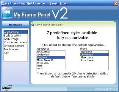 My Frame Panel ActiveX 2.01 screenshot