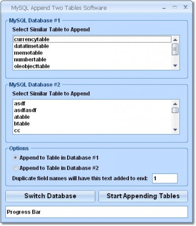 MySQL Append Two Tables Software 7.0 screenshot