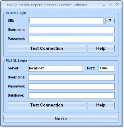 MySQL Oracle Import, Export & Convert Software 7.0 screenshot