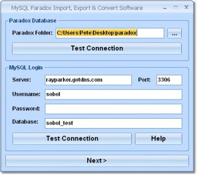 MySQL Paradox Import, Export & Convert Software 7.0 screenshot