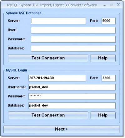 MySQL Sybase ASE Import, Export & Convert Software 7.0 screenshot