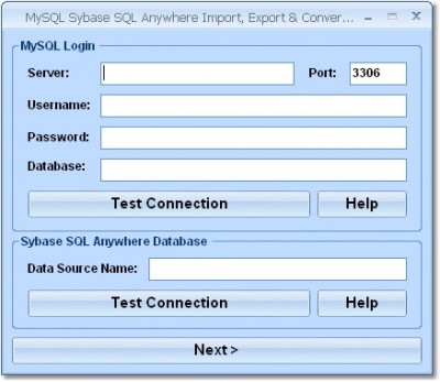 MySQL Sybase SQL Anywhere Import, Export & Convert 7.0 screenshot